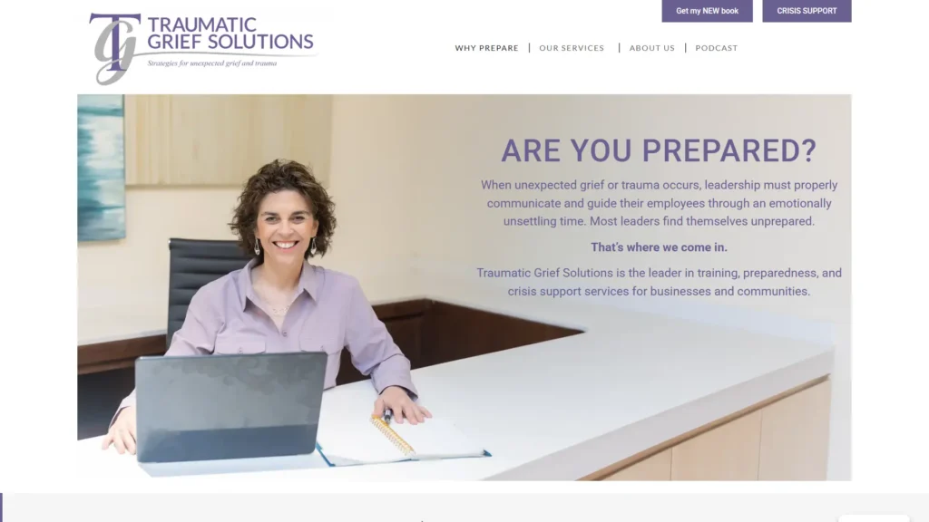 traumaticgriefsolutions.com website screenshot